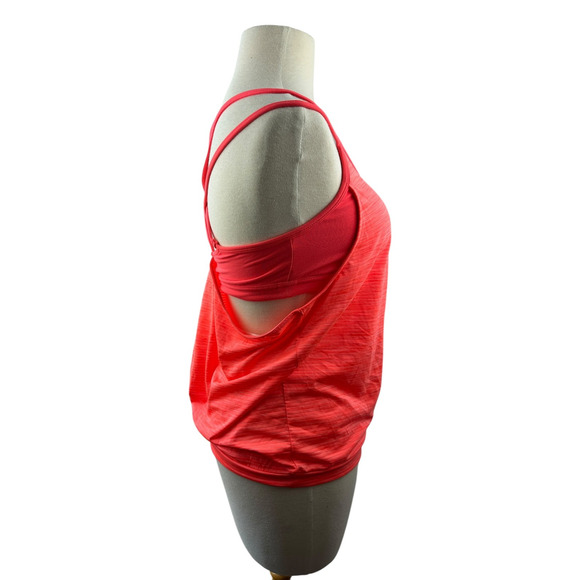 Athleta Shadow Stripe Energize Tank Top Built-In-Bra Neon Orange Size Small - Picture 6 of 11